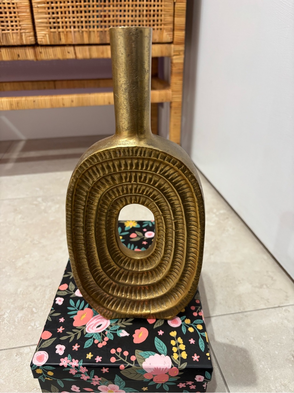 Textured Gold Decorative Ceramic Vase